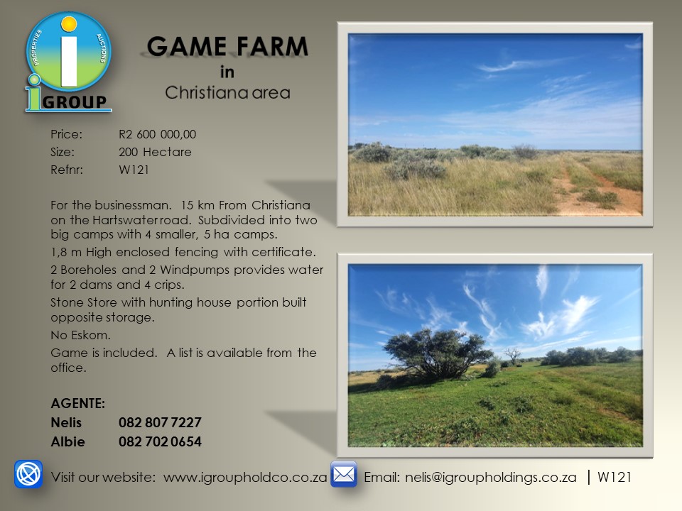 W121 – GAME FARM in Christiana.