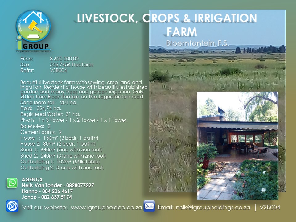 VSB004 – LIVESTOCK, CROPS & IRRIGATION FARM