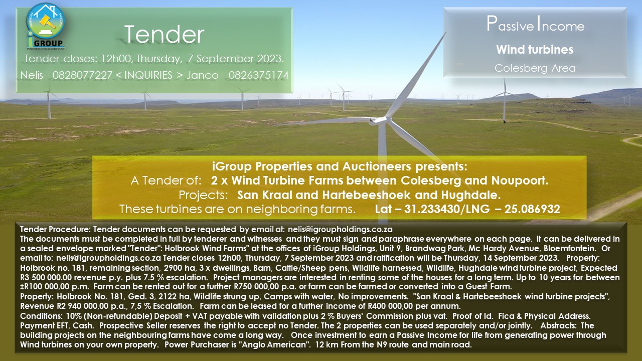 T004/V007 – TENDER / WIND TURBINE FARMS