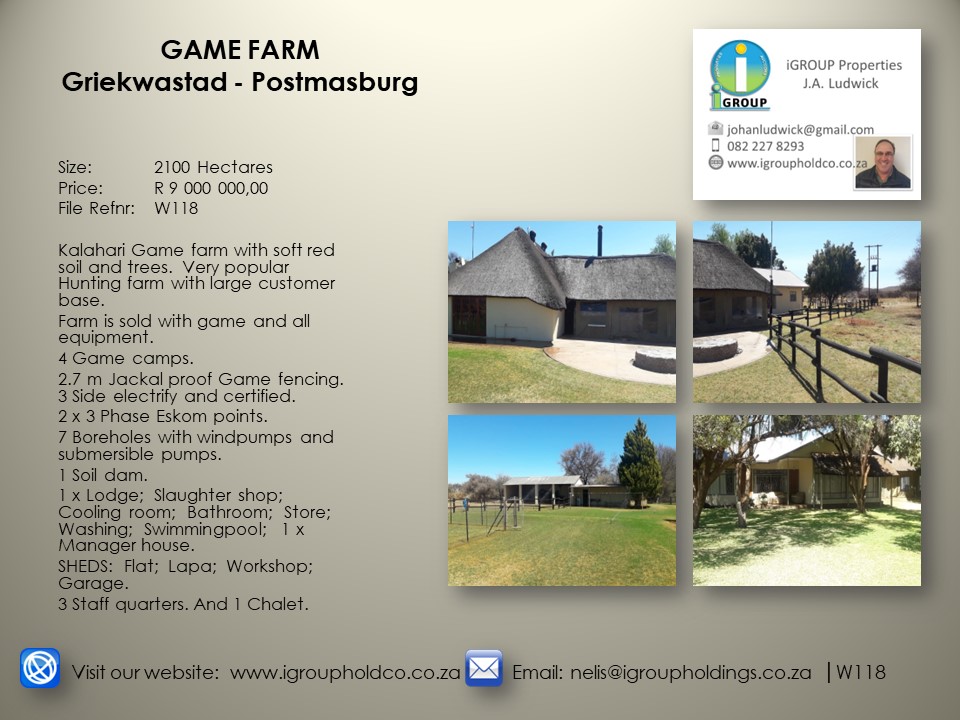 W118 – GAME FARM